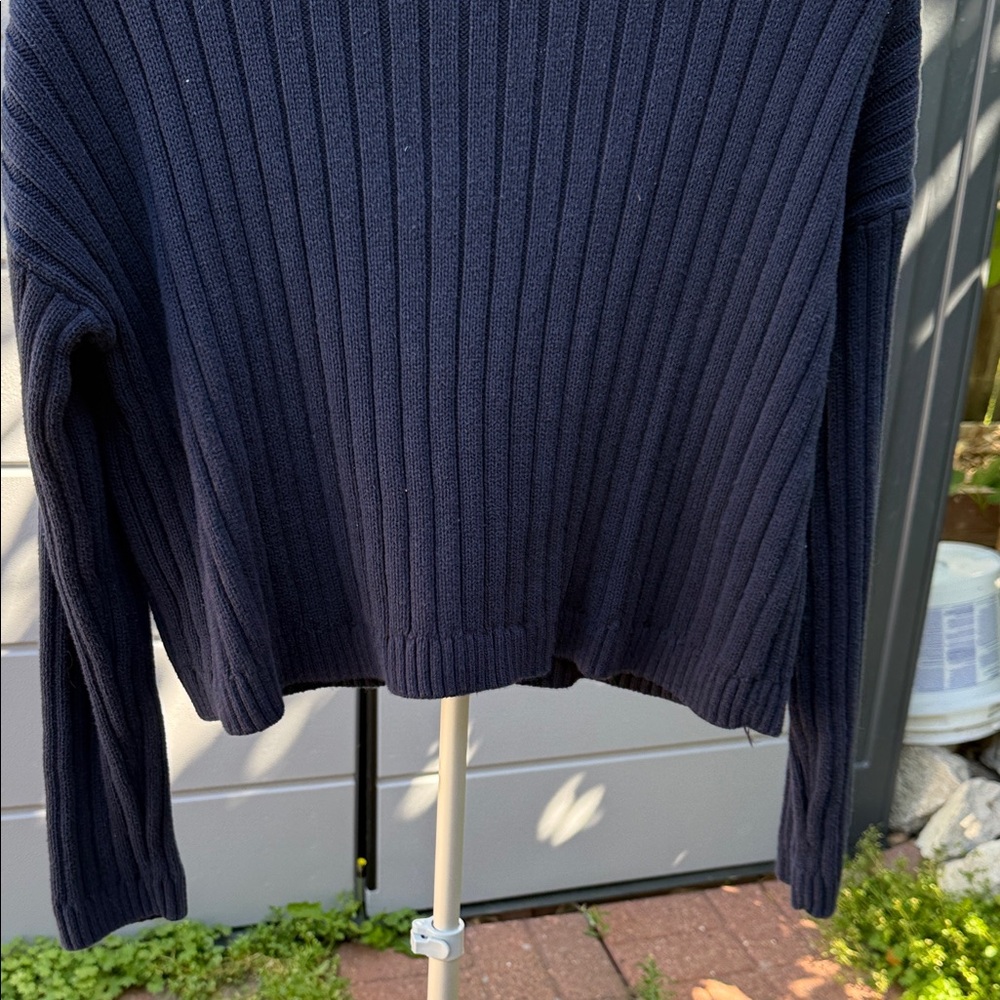 Classic Navy Blue Ribbed Sweater - Picture 9 of 10